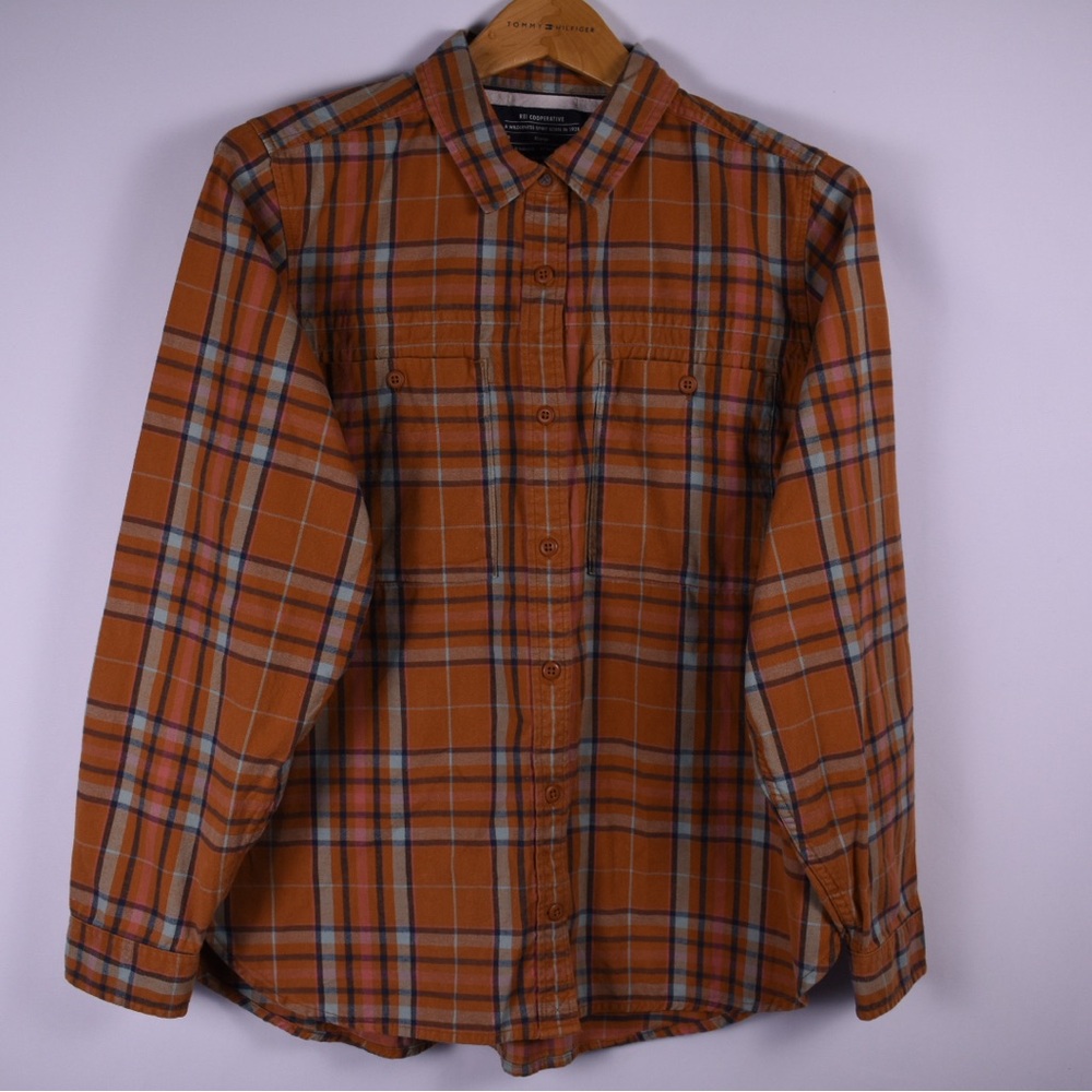 REI Cooperative Men's Orange Plaid Button Down Shirt